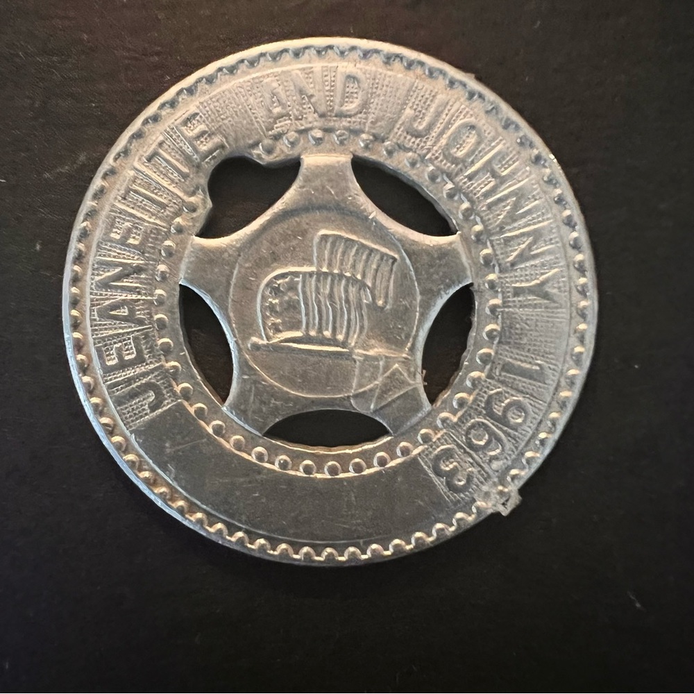 Vintage Rear Silver tone Aluminum Good Luck token